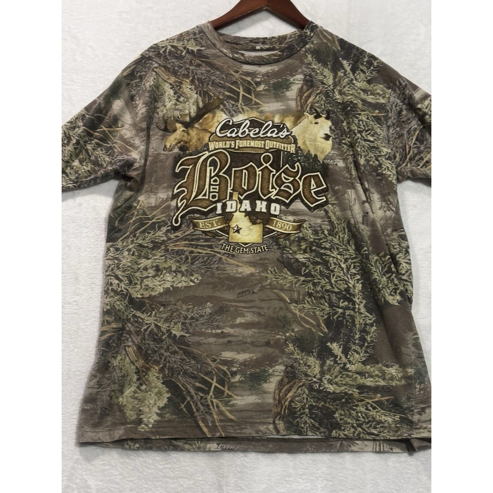 Vintage Cabela's‎ Outdoor Gear Shirt Mens Lg Boise Idaho Camo Short Sleeve 90s